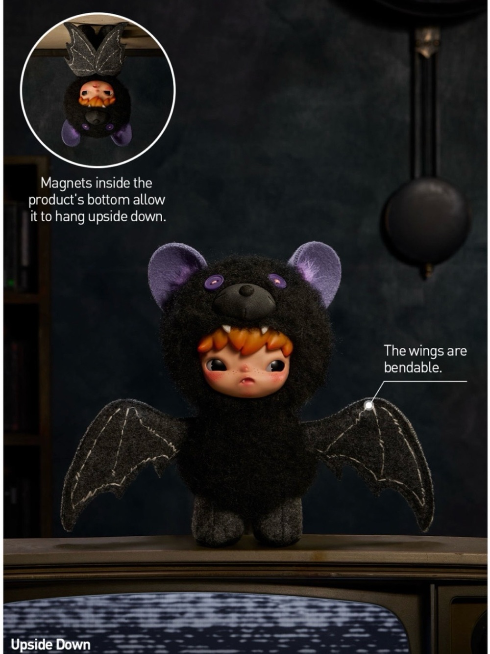 PopMart Hirono After Dark Series Plush Doll Pendant (Upside Down)